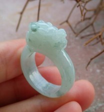 Certified Green Natural A JADE Jadeite Dragon Pi Xiu RING USA. 6.25    651289