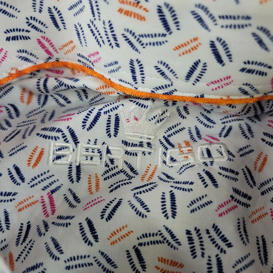 Camisa Bertigo Para Hombre Mediana Blanca Geo Abotonada Informal Manga Corta Foto 3 de 4