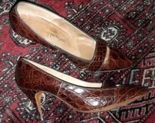 Vtg 1950s 60s RUGGIERO Real ALLIGATOR Cut Out Point Heel Toe Stiletto Shoes 7.5
