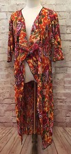 LuLaRoe SHIRLEY Pleated Crinkle Floral Kimono Duster Multi Color Size S - NEW