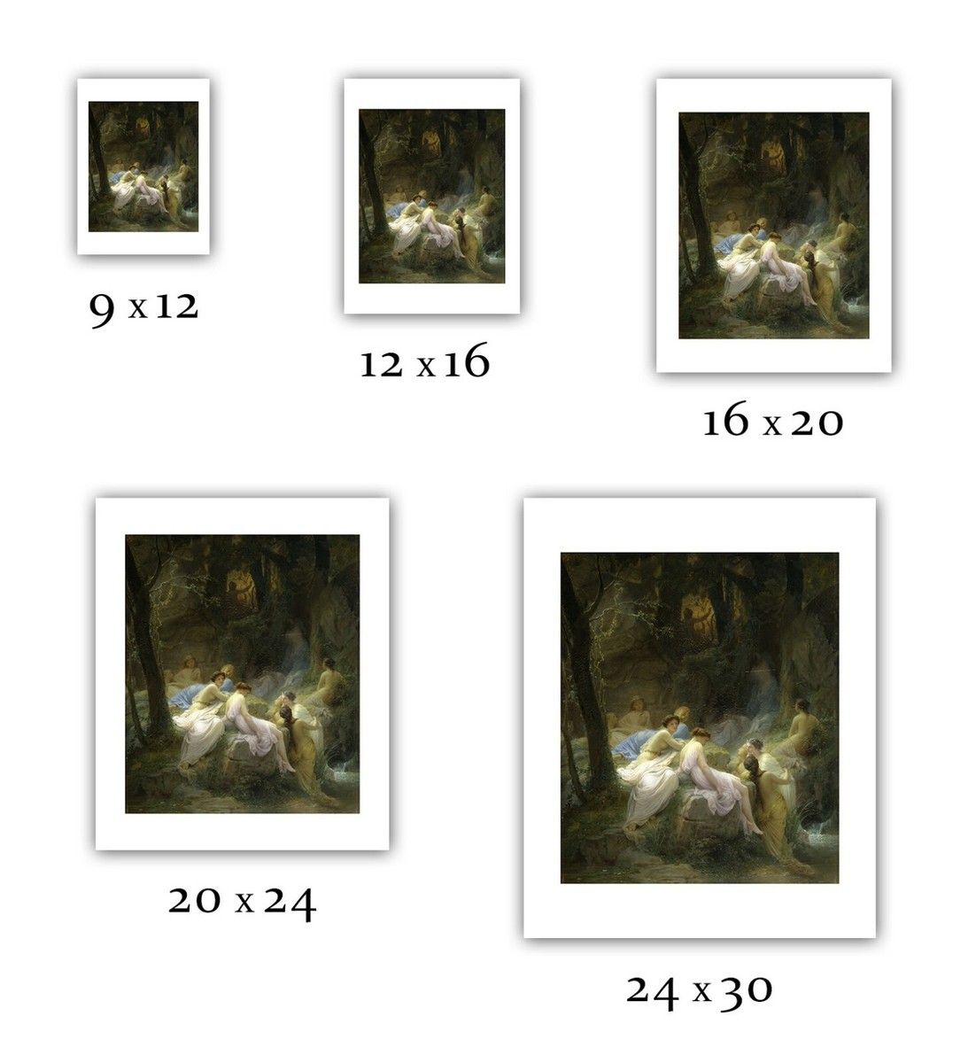 絵画 Listening Charles Francois Jalabert: Nymphs Listening to the Songs of