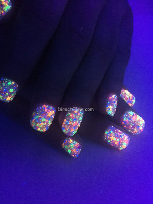 UV Glow Blacklight Reactive Neon Glitter Clear Base Nail Polish- Funfetti