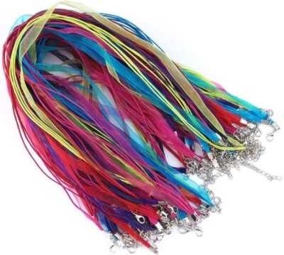 100Pcs Ribbon Necklace Cord for Pendants Mixed Color Waxed Necklace String Organ