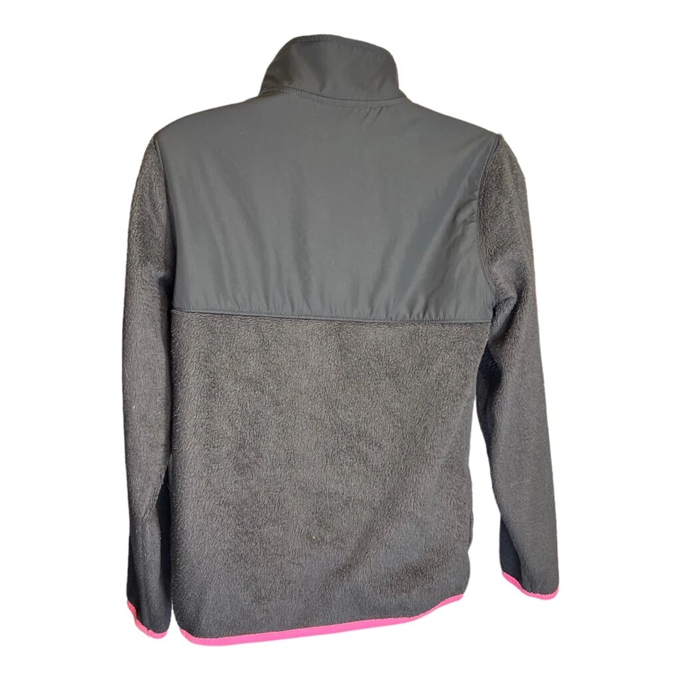 Chaqueta polar antigua azul marino con cremallera completa negra y rosa cuello falso piel sintética niñas talla 14 XL Foto 3 de 4