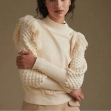 NEW Dolan Left Coast Fringed Sweater In Ivory Size XXS