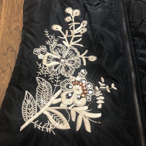 For Cynthia Lightweight Full Zip Vest Floral Embroidery Jewels Flowers Small - Picture 3 of 10