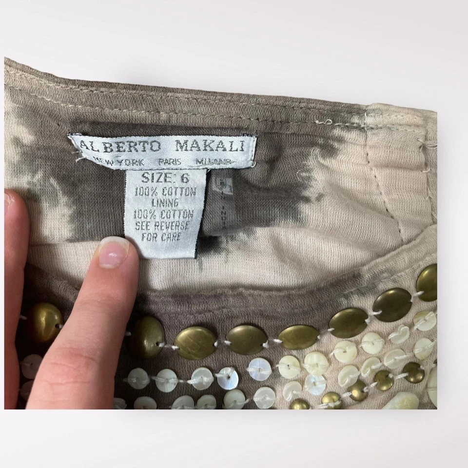 Alberto Makali Vintage Boho Tiered Sea Shell Bead Detail Maxi Skirt Size 6 - Image 2 of 4