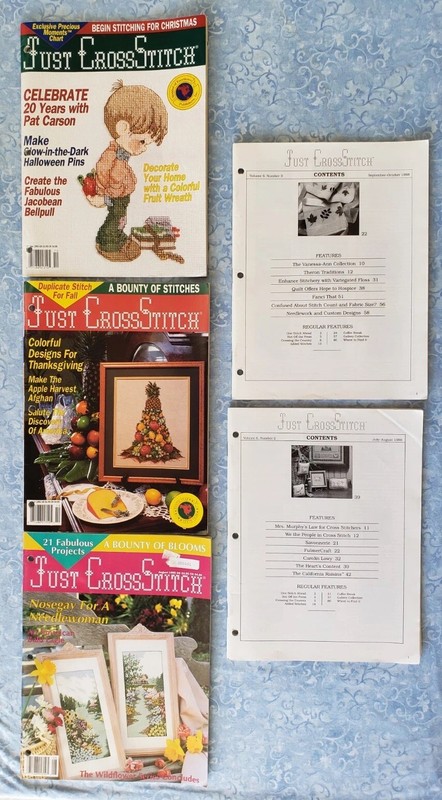 LOT 5 Vintage JUST CROSS STITCH Magazines 1988-1993 patterns Teresa Wentzler USA