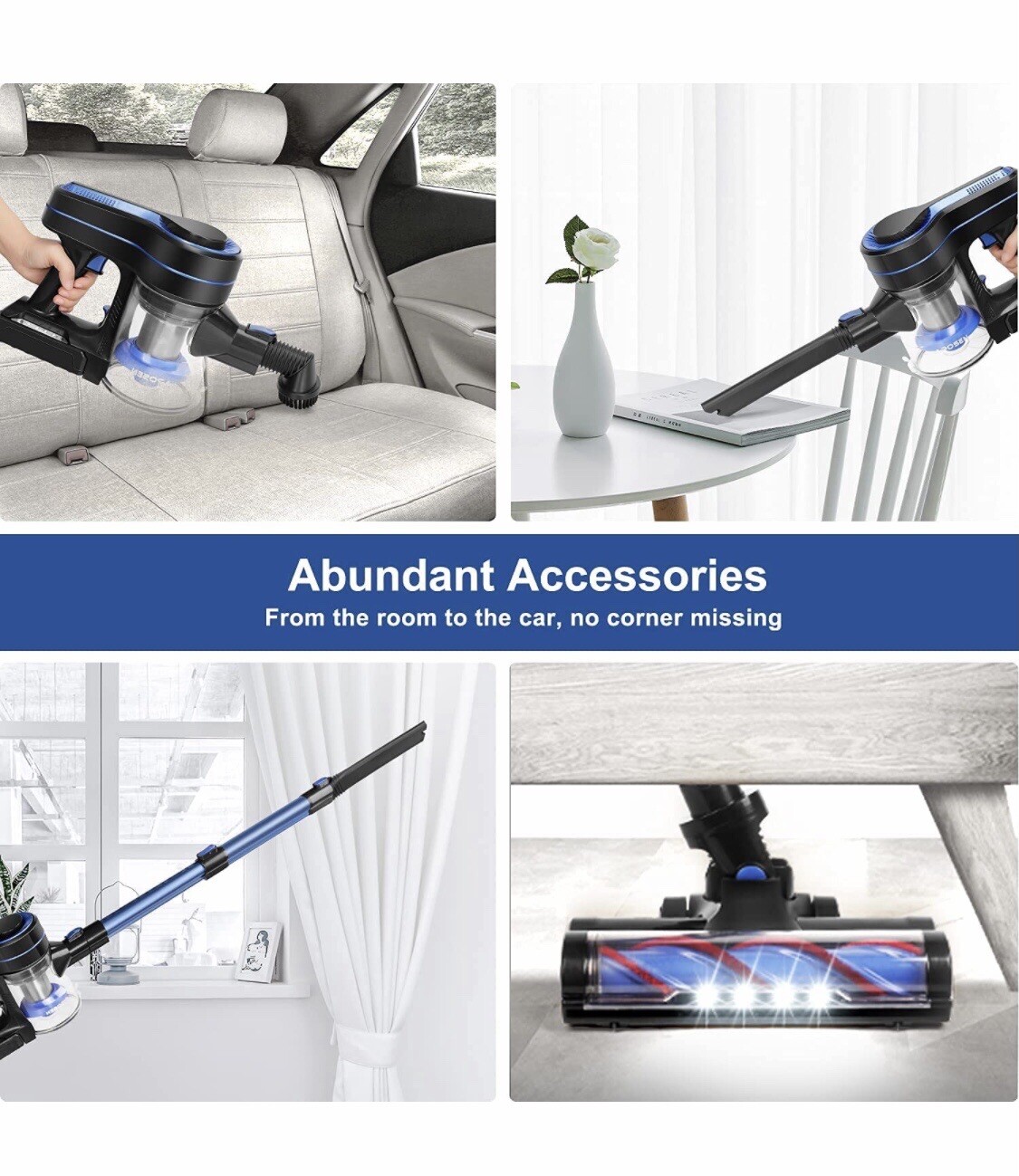 APOSEN Cordless Vacuum Cleaner, 4 in 1 Powerful Lightweight Stick Vacuum สำนักงานสิทธิประโยชน์