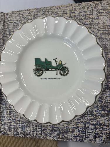 4er Set Oldtimer Teller Aschenbecher 6 Zoll weiß Porzellan mit goldener Zierleiste - Bild 5 von 14