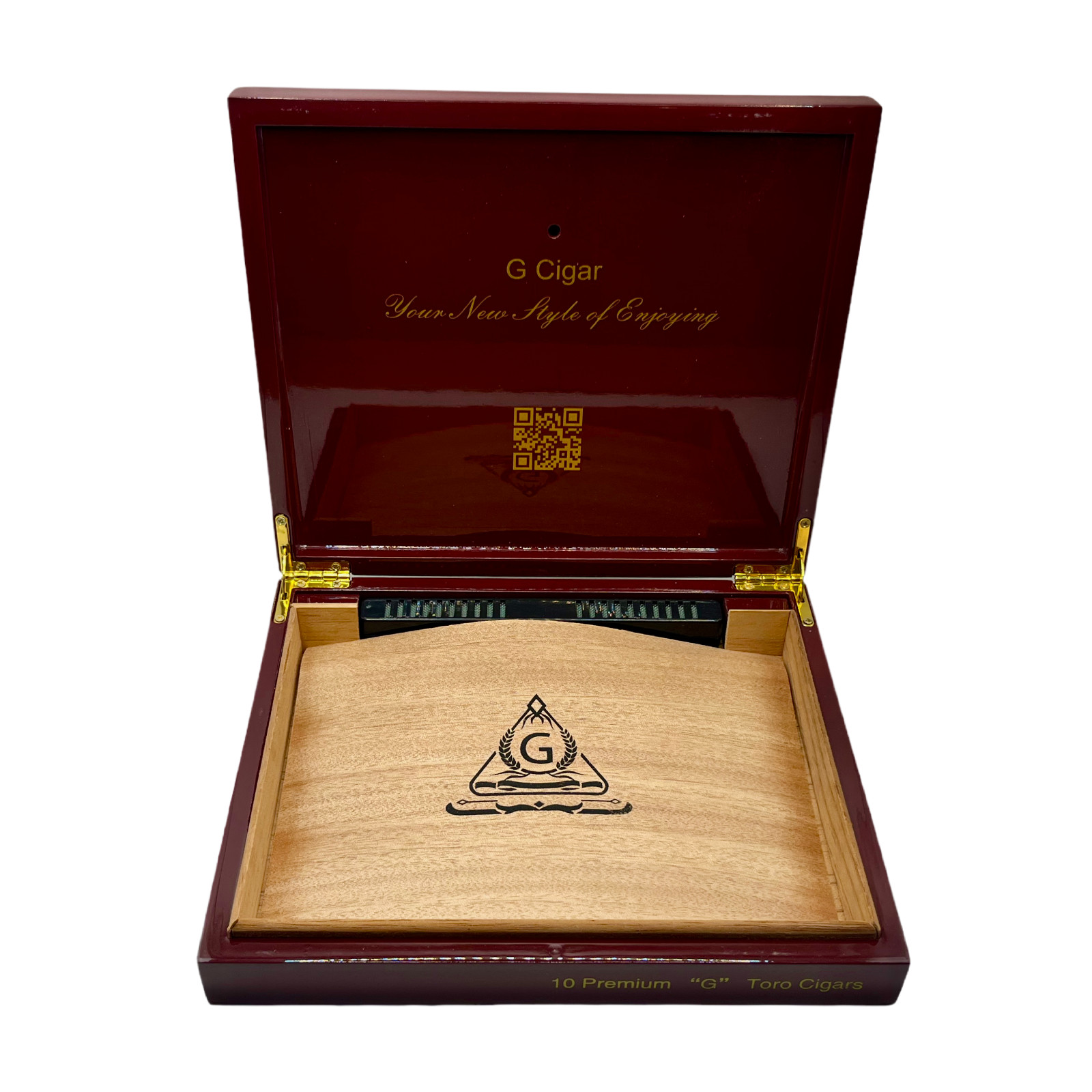 G Cigars Luxury High Quality Cedar Wood Humidor for 10-15 Cigars, (Red, Big)