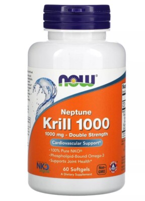 Now Foods Neptune Krill 1000 60 Softgels GMP EXP:02/27 NEW