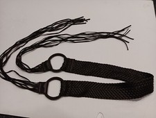 Vintage Dark Brown Woven Faux Leather Hippy Boho Tie Belt