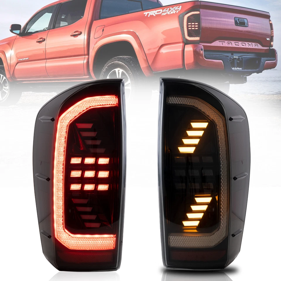 2对全LED车头灯+烟尾灯适用于2016-2022年丰田塔科马 — 第 3/4 张图片