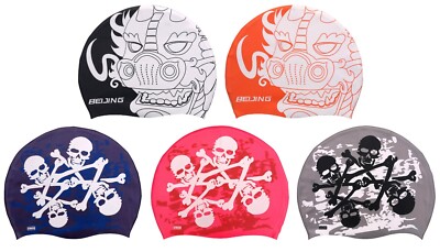 Chex 100 % Silikon Schwimmen Bade Mütze Kappe Senior Junior 8+ Jahre Peking Piraten