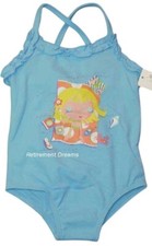 WonderKids Size 18 Months Infant Baby Girls Blue One Piece Swim Bathing suit NEW