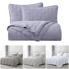 Marie Line Stitch Embroidery Bedspread Coverlet Set Washed Microfiber Quilt Set