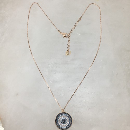 SWAROVSKI 5429126 Luckily Pave Blue White Crystal Disc Evil Eye Pendant Necklace - Picture 16 of 24