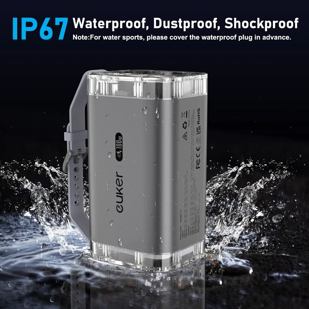 40,000mAh 100W PD Power Bank for Laptop – 4-Port IP67 Waterproof with LED Light
