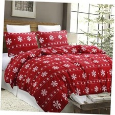 Soft Christmas Duvet Cover Size, Red Snowflake King Red/White Snowflake