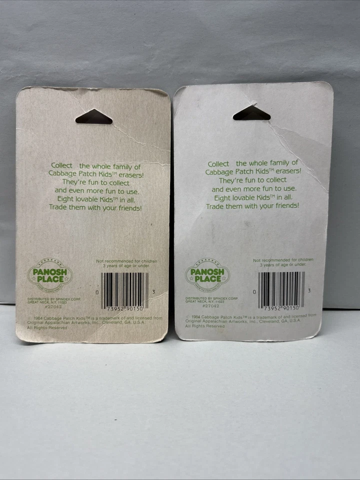 Gomas de borrar Cabbage Patch Kids 1984 vintage - Embalaje original - Lote de 2 - Foto 2 de 4