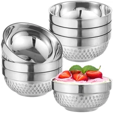 6 PCS Insulated Stainless Steel Bowls 17 oz Double Wall Metal Soup Bowl Ice C...