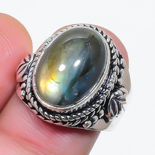 Natural Labradorite Gemstone 925 Sterling Silver Jewelry All Size Ring For Gift