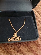 14k Gold #1MOM Charm Pendant Necklace 18 Chai...