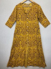 Roller Rabbit Boho Floral Maxi Dress Yellow Resort Wear Kaftan Beach Tunic Small