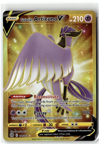 2022 POKEMON BRILLIANT STARS GALARIAN ARTICUNO V 181/172 SEC HOLO NM + FREE GIFT