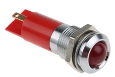 3 xRS PRO Red Panel Mount Indicator, 24V DC, 14mm Montagelochgr&ouml;&szlig;e, L&ouml;tlasche