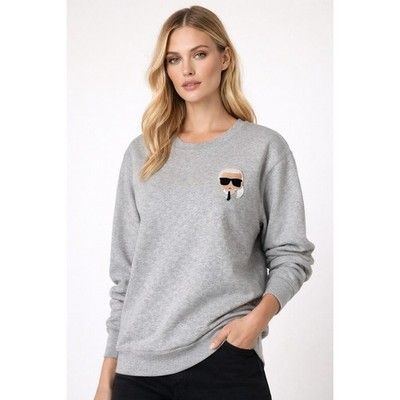 Karl Lagerfeld Sweatshirt Women Medium Gray Ikonik Karl Patch Streetwear