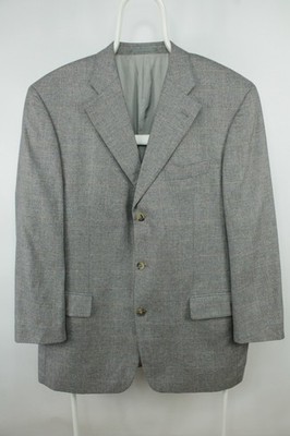 Windsor Piacenza Gray Check Cashmere Silk Sport Coat Blazer Jacket Men's 54 XL