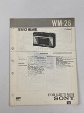 Vintage Sony WM-26 Wallkman Cassette Service Manual Original 