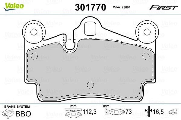 Valeo Bremsbelagsatz, Scheibenbremse Hinterachse U.A. FüR Audi, Porsche, VW-image