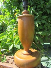 Vintage Hand Turned Wood Table Lamp Base Mid Century Brown Wooden .