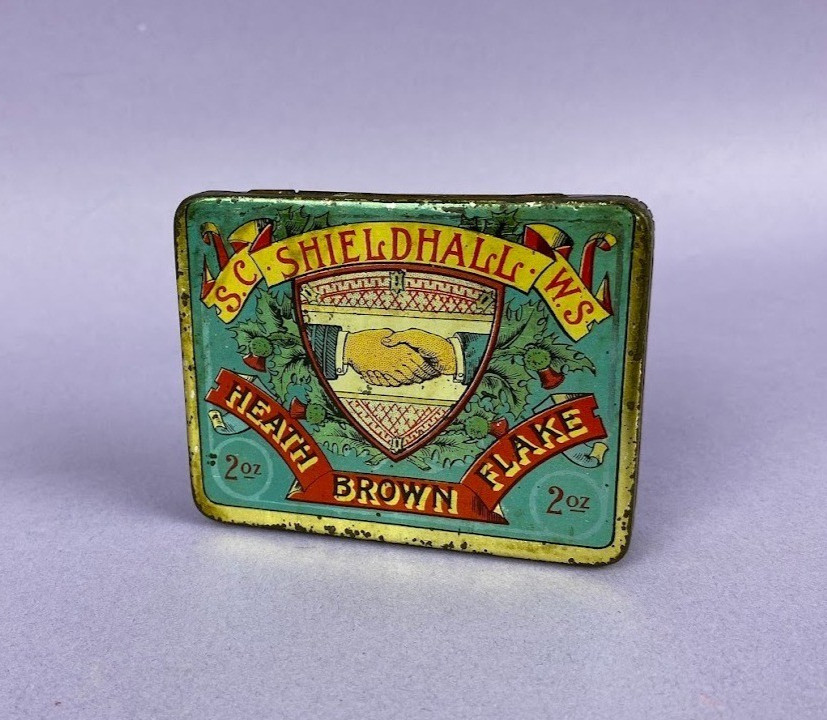 SCWS Shieldhall Heath Brown Flake 2oz Vintage Tobacco Tin early 1900s CWS Co-op