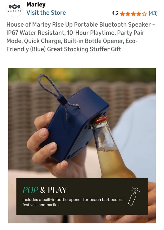 House of Marley 便携式蓝牙扬声器 Rise Up 无线扬声器 — 第 4/4 张图片