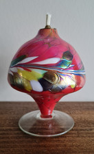 Vintage 1960s Iridescent Art Glass Oil Lamp Studio Red Decorative Table Lamp