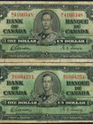 (( TWO NOTES )) $1 1937 Bank of Canada - Ottawa ** DAILY CURRENCY AUCTIONS
