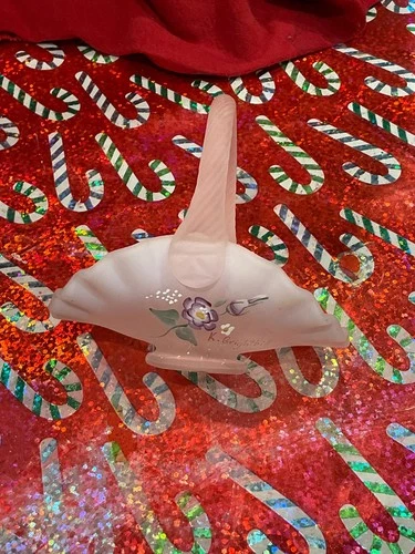 BP-SIGNED FENTON HAND-PAINTED PINK SATIN MINI BASKET