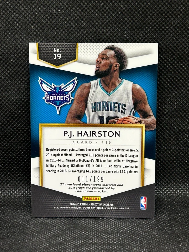 2014-15 Panini Select #19 PJ Hairston /199 Rookie Patch Auto RPA RC Hornets - Image 2 of 2