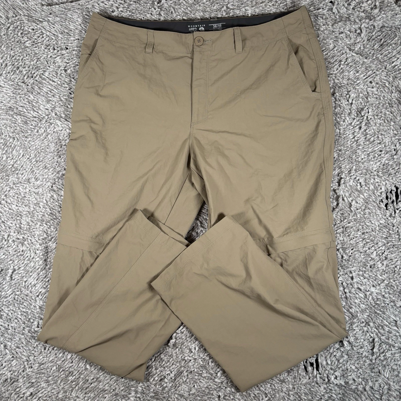 Mountain Hardwear Castil Convertible Pants Mens 38/32 Beige Nylon Utility Hiking
