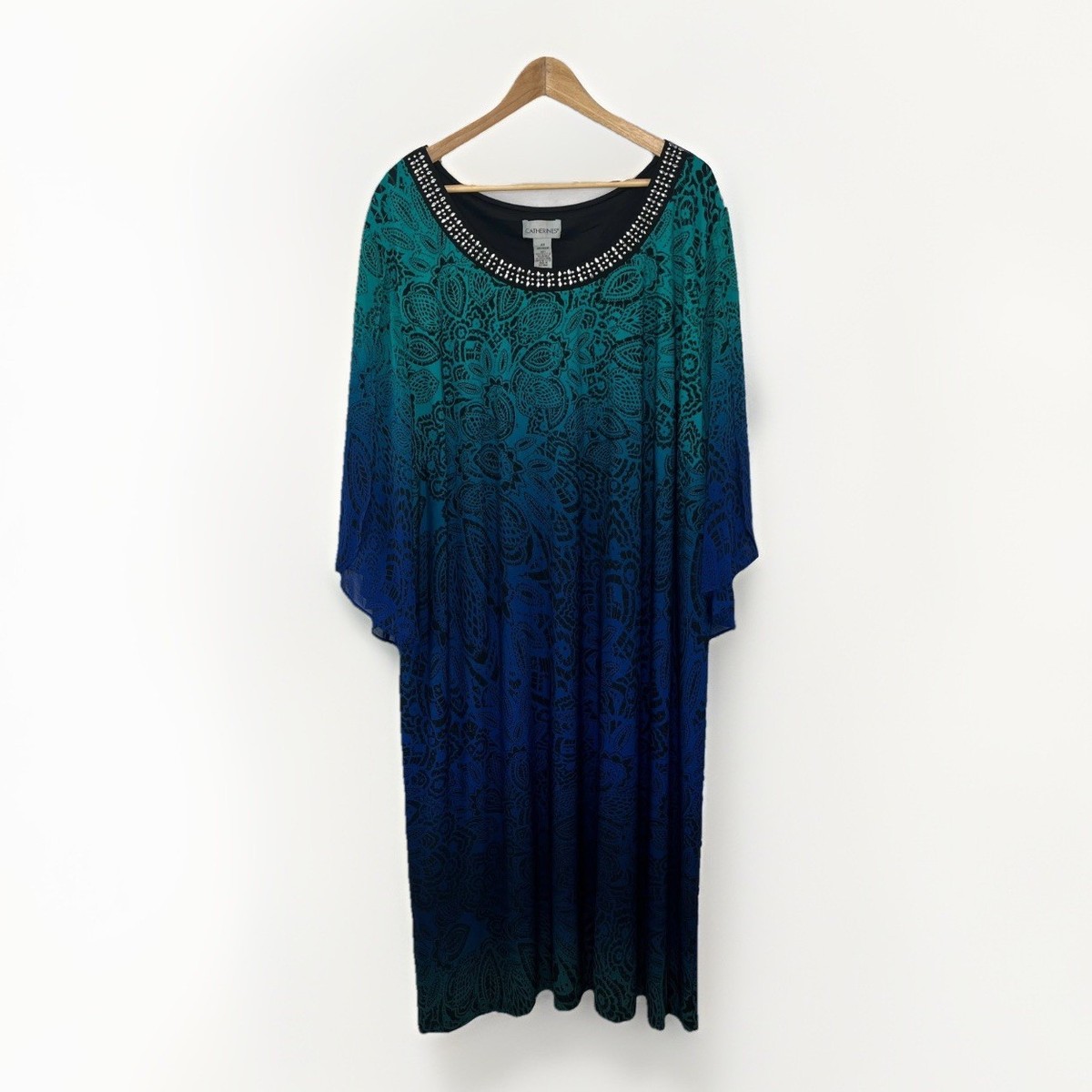 Catherines NWT Ombre Shift Dress Teal Navy 4X Studded Party Graduation  Wedding | eBay