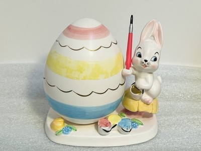 1960 NAPCO EASTER BUNNY RABBIT PAINTING EASTER EGG PLANTER A4573/s JAPAN