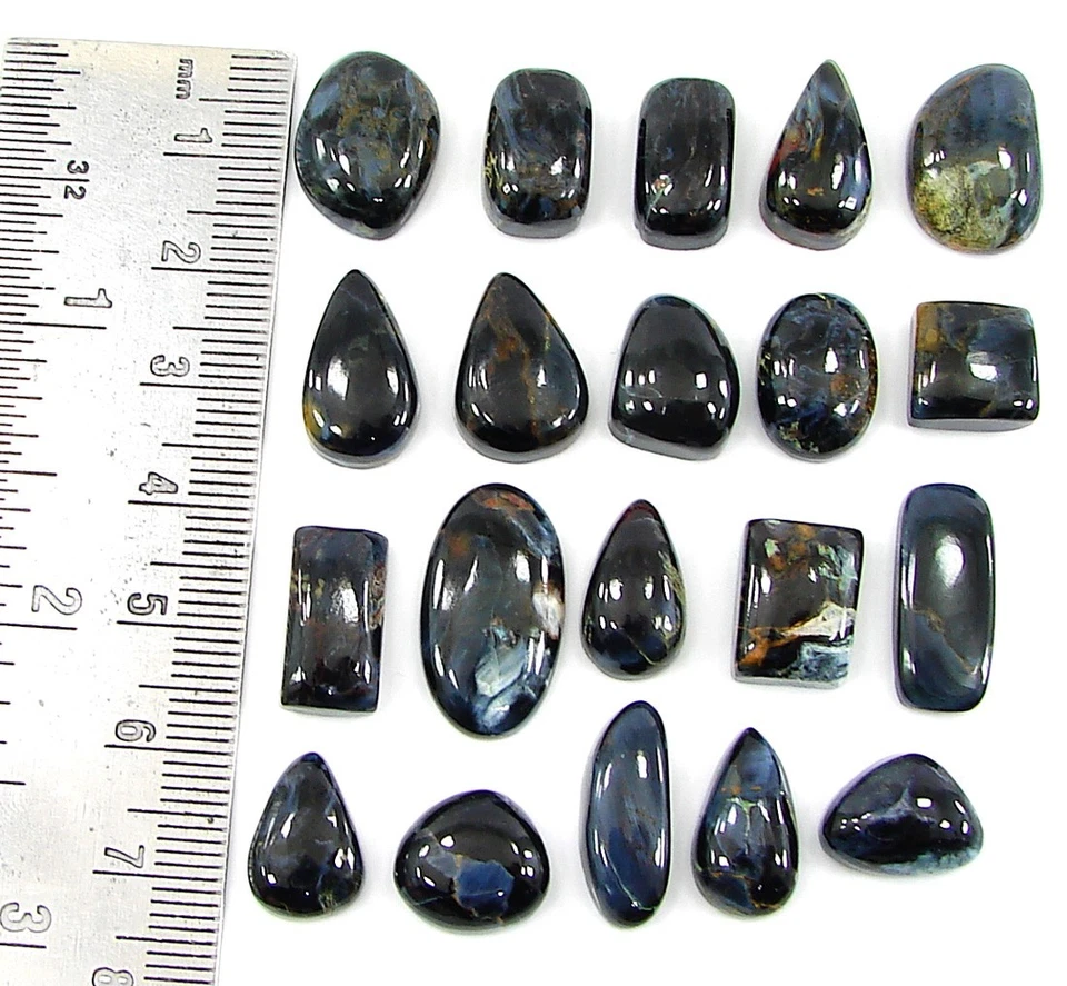 132.70 Ct Natural Blue Pietersite Loose Gemstone Cabochon 20 Pcs Stone Lot-27369 - Image 2 of 2