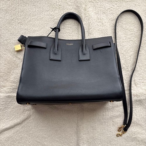 YSL Saint Laurent Handbag Shoulder Bag Black Leather 2way Padlock Women's