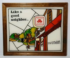 Vintage State Farm Insurance Sign Faux Stained Glass Sign Like A Good Neighbor