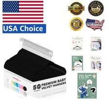 11-Inch Velvet Baby Hangers - 50 Pack, Non-Slip, Space-Saving Closet Solution