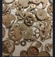 60 pc lot dug 19th century pocket watch parts, craft steam punk